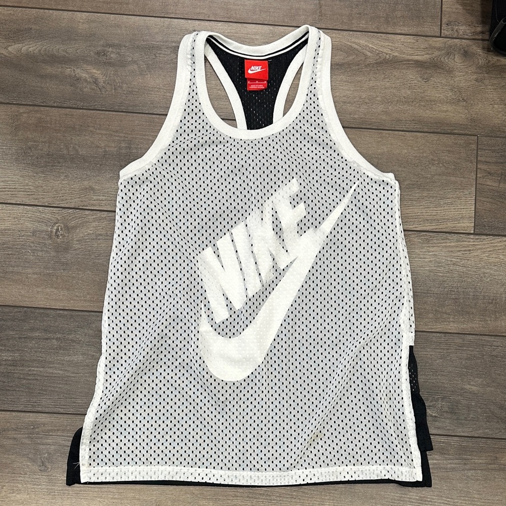 Nike Black and White Mesh Tank Top